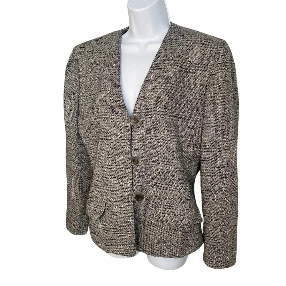 Anne Klein II Vintage Textured Blazer Size 8 - Classic Taupe